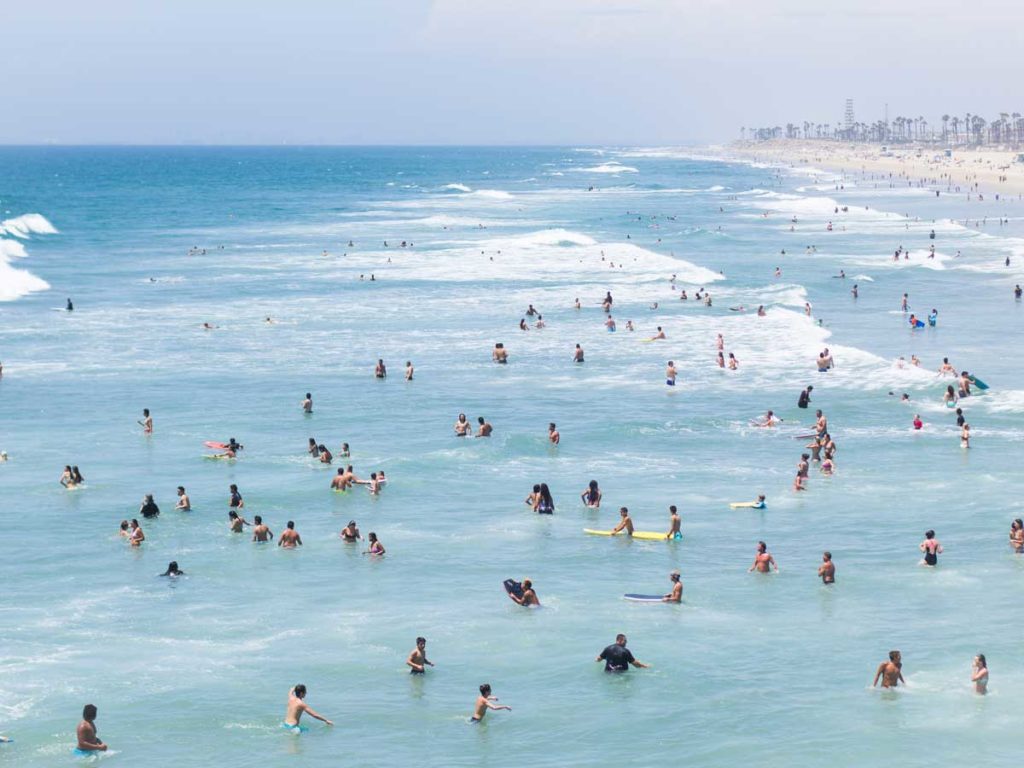 people at beach in Redondo Beach, CA