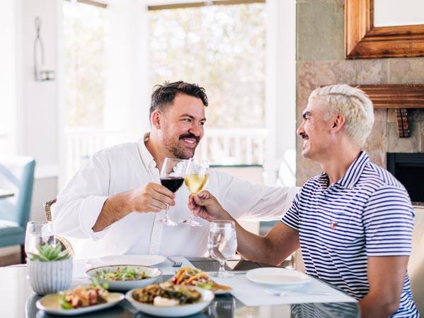 Guys Having Dinner.