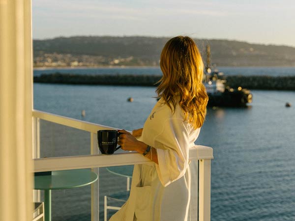 Lady On A Balcony With Coffee.
