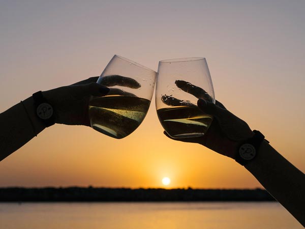 Toast With Wine At Sunset