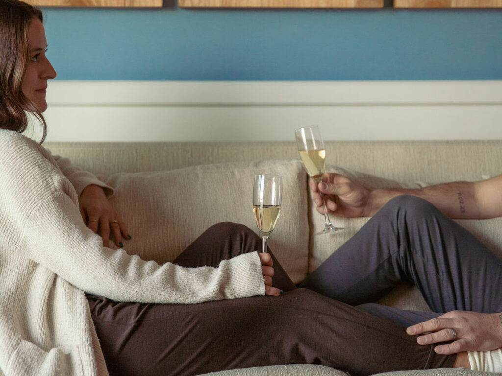 Couple Lounging With Champagne